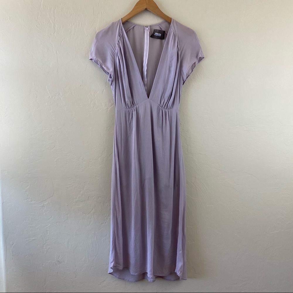 Reformation Lilac V-neck Sheer Lined Midi Dress